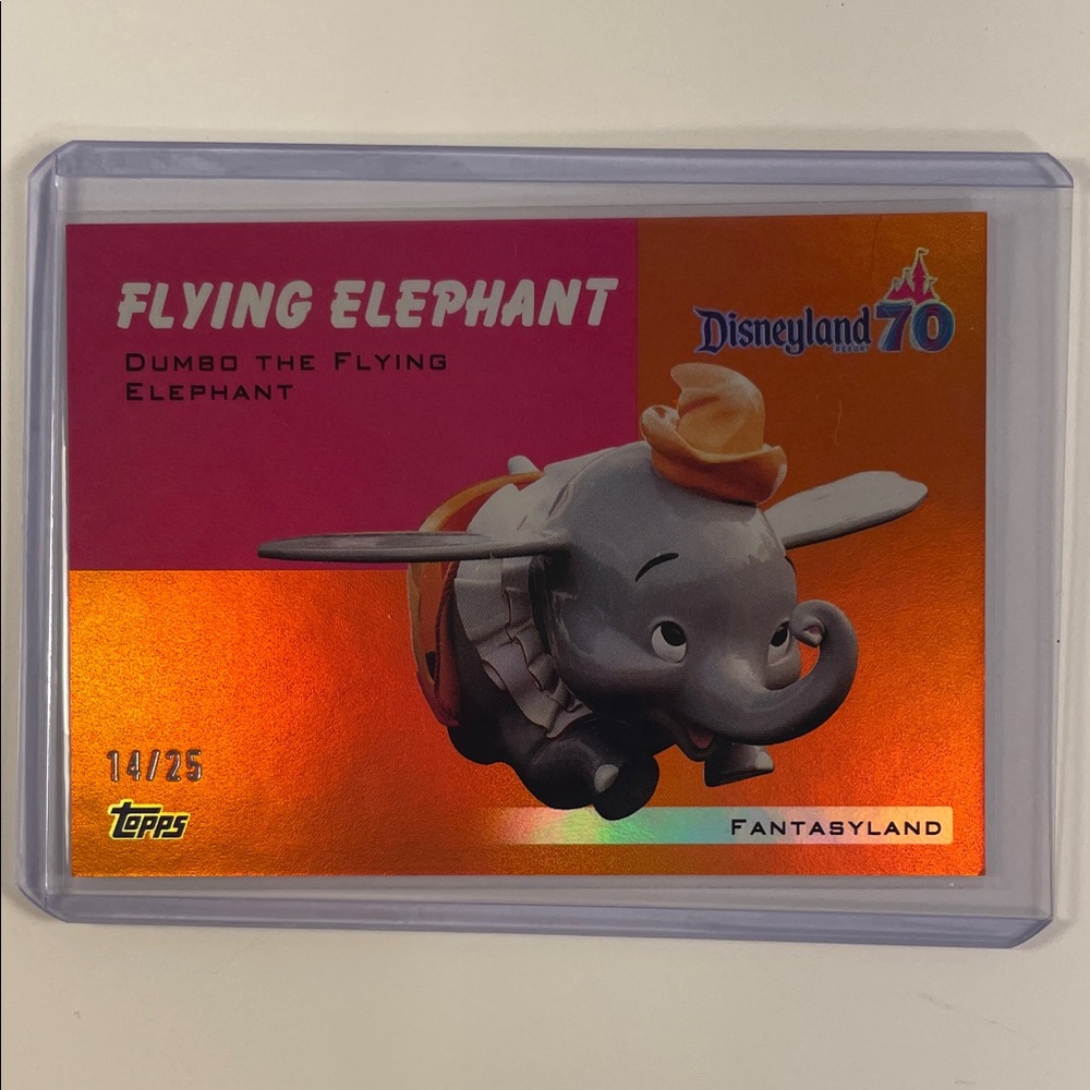 Topps Disneyland 70 Flying Elephant Collectible Card - Orange & Pink